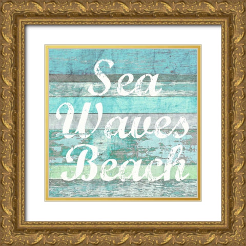 Sea Waves Beach Gold Ornate Wood Framed Art Print with Double Matting by Taylor, Evangeline