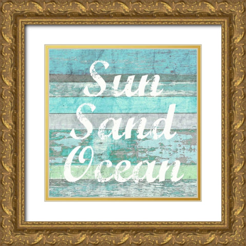 Sun Sand Ocean Gold Ornate Wood Framed Art Print with Double Matting by Taylor, Evangeline