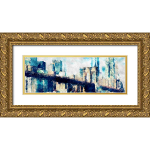 City Blue Impression Gold Ornate Wood Framed Art Print with Double Matting by Taylor, Evangeline
