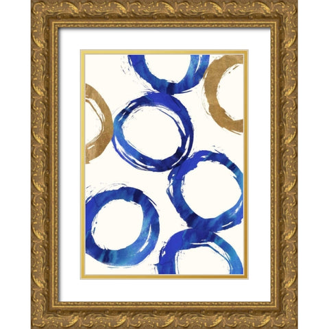 Unity Indigo Gold Ornate Wood Framed Art Print with Double Matting by Taylor, Evangeline