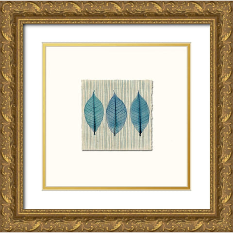 Handmade Paper and Leaves Gold Ornate Wood Framed Art Print with Double Matting by Taylor, Evangeline