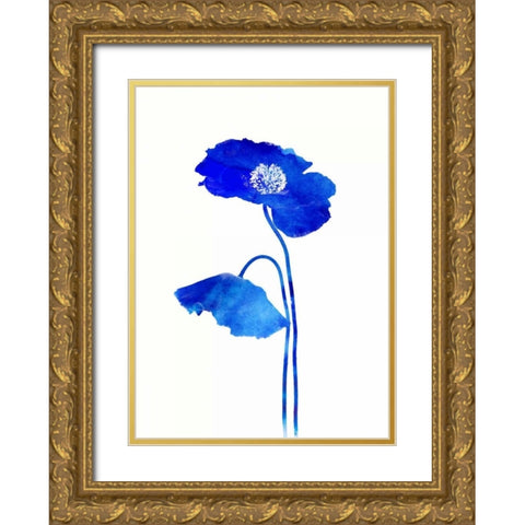 Grow Indigo Gold Ornate Wood Framed Art Print with Double Matting by Taylor, Evangeline