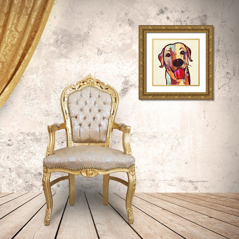 Lab Happy! Gold Ornate Wood Framed Art Print with Double Matting by Taylor, Evangeline