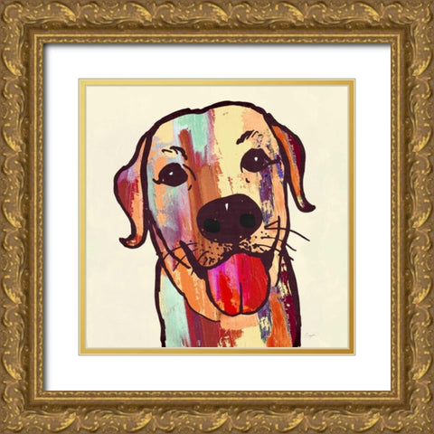 Lab Happy! Gold Ornate Wood Framed Art Print with Double Matting by Taylor, Evangeline