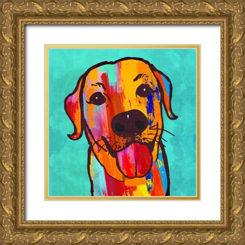 Lab Happy! Gold Ornate Wood Framed Art Print with Double Matting by Taylor, Evangeline