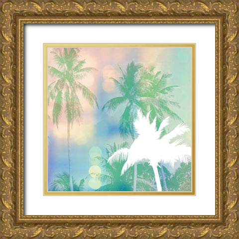 Soft Palm Trees Gold Ornate Wood Framed Art Print with Double Matting by Taylor, Evangeline
