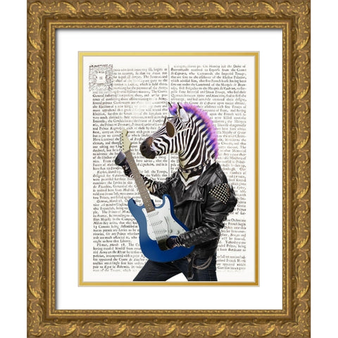 Rockn Zebra Gold Ornate Wood Framed Art Print with Double Matting by Taylor, Evangeline