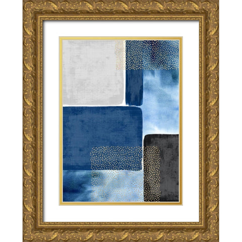 Shape and Texture Blue Gold Ornate Wood Framed Art Print with Double Matting by Taylor, Evangeline