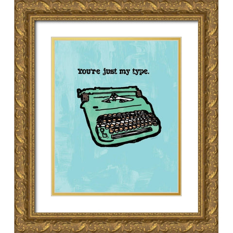 JUST MY TYPE INK SKETCH Gold Ornate Wood Framed Art Print with Double Matting by Valentina, Valentina