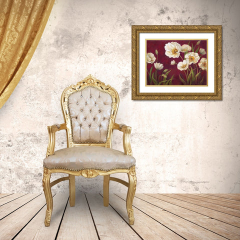 Harmony Poppies Gold Ornate Wood Framed Art Print with Double Matting by Art Atelier Alliance
