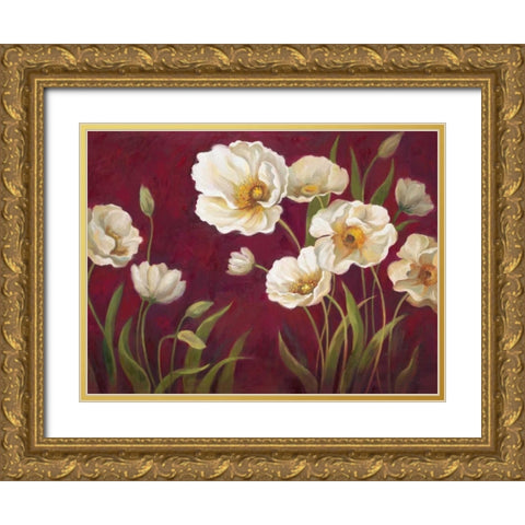 Harmony Poppies Gold Ornate Wood Framed Art Print with Double Matting by Art Atelier Alliance