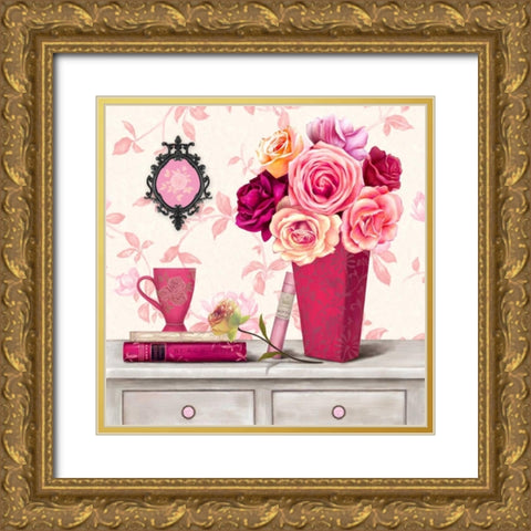 Parisian In Pink 4 Gold Ornate Wood Framed Art Print with Double Matting by Art Atelier Alliance