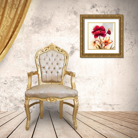 Floral Allegro Gold Ornate Wood Framed Art Print with Double Matting by Art Atelier Alliance