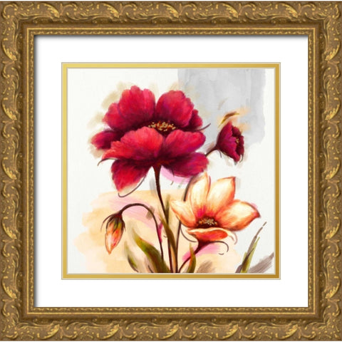 Floral Allegro Gold Ornate Wood Framed Art Print with Double Matting by Art Atelier Alliance