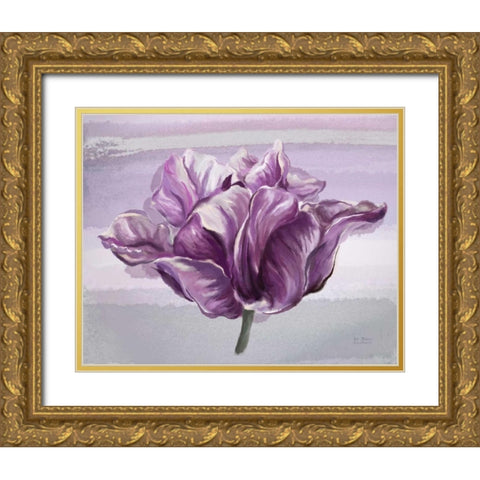 Awash In Plum Floral Gold Ornate Wood Framed Art Print with Double Matting by Art Atelier Alliance
