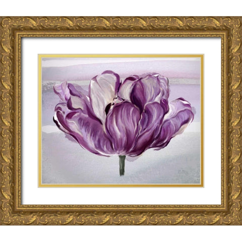 Awash In Plum Tulip Gold Ornate Wood Framed Art Print with Double Matting by Art Atelier Alliance