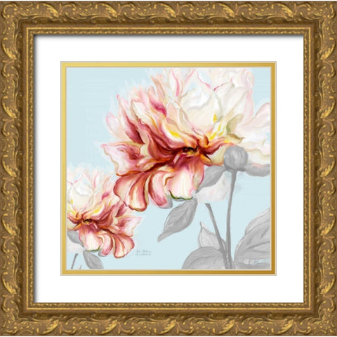 Blushing Peony Square 1 Gold Ornate Wood Framed Art Print with Double Matting by Art Atelier Alliance