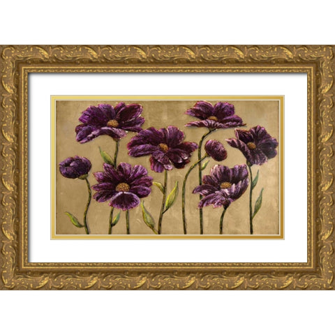 Plum Bliss Handpainted Canvas Gold Ornate Wood Framed Art Print with Double Matting by Art Atelier Alliance