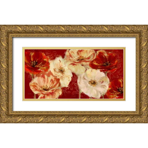 Imperial Poppies Gold Ornate Wood Framed Art Print with Double Matting by Art Atelier Alliance