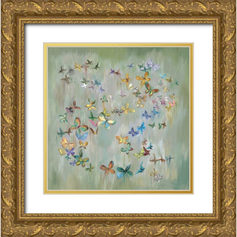 Butterfly Circle 2 Gold Ornate Wood Framed Art Print with Double Matting by Art Atelier Alliance
