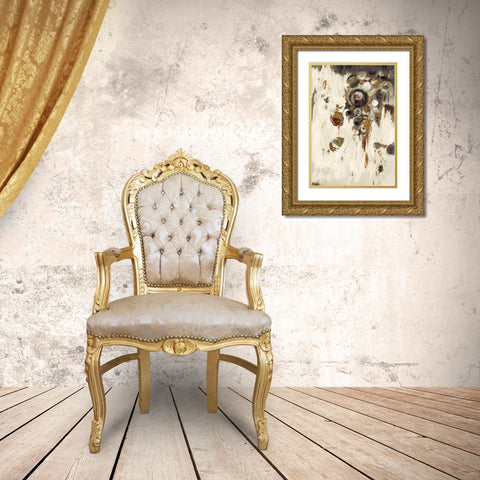 Circles in Brown Gold Ornate Wood Framed Art Print with Double Matting by Art Atelier Alliance