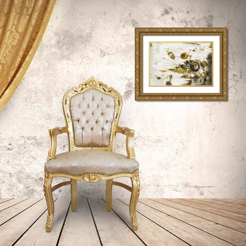 Subdued Circles Gold Ornate Wood Framed Art Print with Double Matting by Art Atelier Alliance