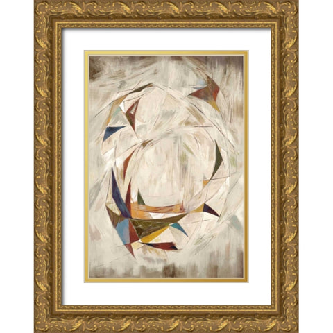 Triangle Circle on Cream Gold Ornate Wood Framed Art Print with Double Matting by Art Atelier Alliance