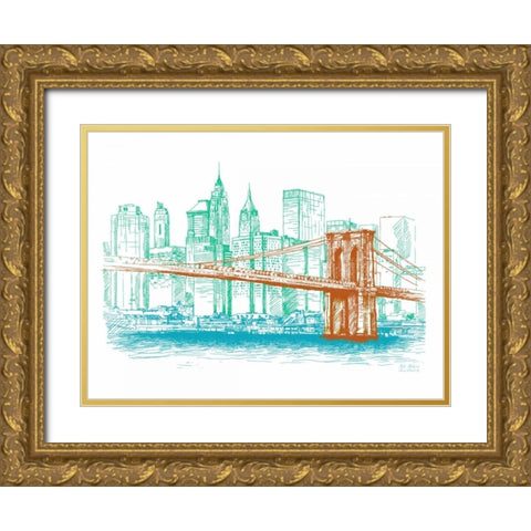 City Print Project Gold Ornate Wood Framed Art Print with Double Matting by Art Atelier Alliance