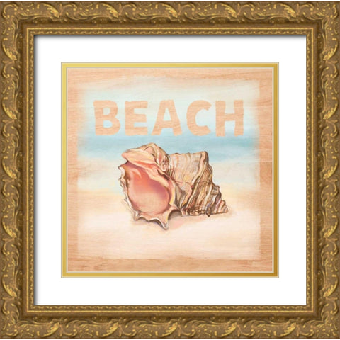 Natural Ocean Beach Gold Ornate Wood Framed Art Print with Double Matting by Art Atelier Alliance