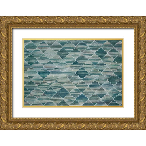 Indigo Lattice Gold Ornate Wood Framed Art Print with Double Matting by Art Atelier Alliance