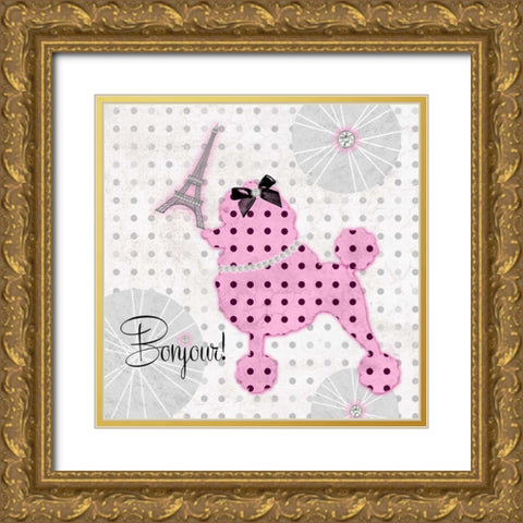 A Pink Poodle Kind of Day Gold Ornate Wood Framed Art Print with Double Matting by Amori, Miyo