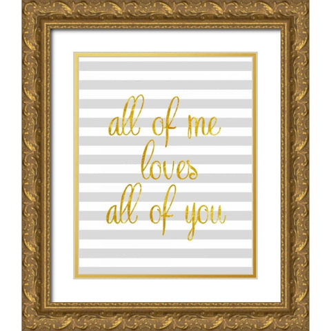 All of Me Stripes Gold Ornate Wood Framed Art Print with Double Matting by Amori, Miyo