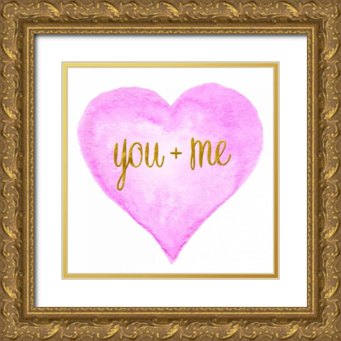 You and Me in Love Gold Ornate Wood Framed Art Print with Double Matting by Amori, Miyo