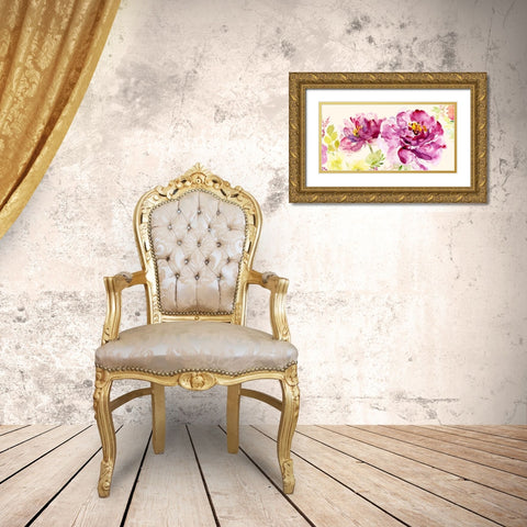 Bright and Happy Gold Ornate Wood Framed Art Print with Double Matting by Jin, Jing