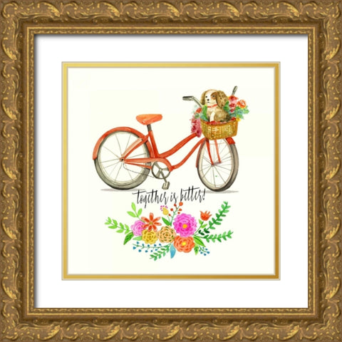 Together Is Better! Gold Ornate Wood Framed Art Print with Double Matting by Jing, Jin