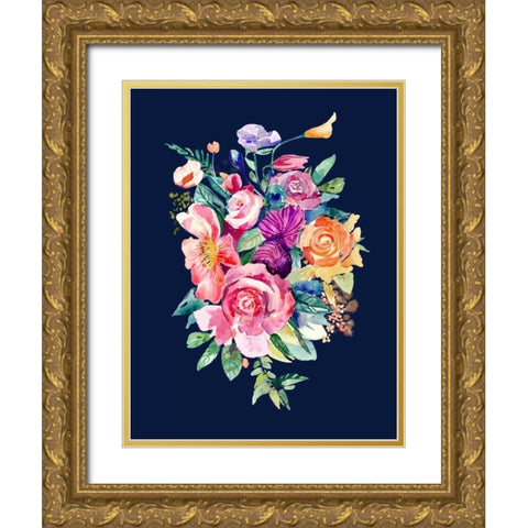 Enchanted Flowers Gold Ornate Wood Framed Art Print with Double Matting by Jing, Jin