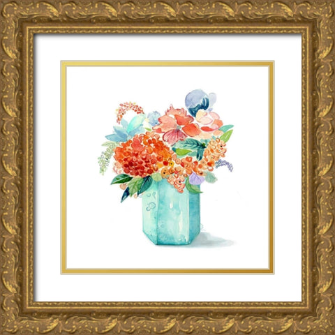 Sweet Bouquet 2 Gold Ornate Wood Framed Art Print with Double Matting by Jing, Jin