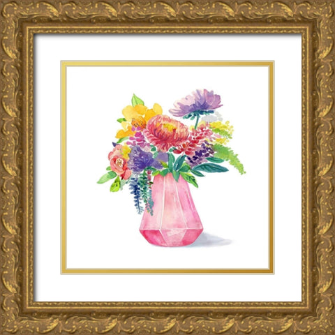 Sweet Bouquet 3 Gold Ornate Wood Framed Art Print with Double Matting by Jing, Jin