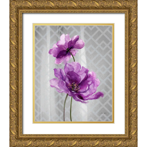 Trellis Floral1 Gold Ornate Wood Framed Art Print with Double Matting by Jing, Jin