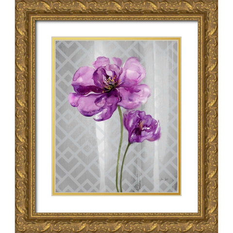 Trellis Floral2 Gold Ornate Wood Framed Art Print with Double Matting by Jing, Jin