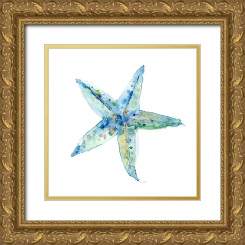 Sea Glass Mollusk Gold Ornate Wood Framed Art Print with Double Matting by Jin, Jing