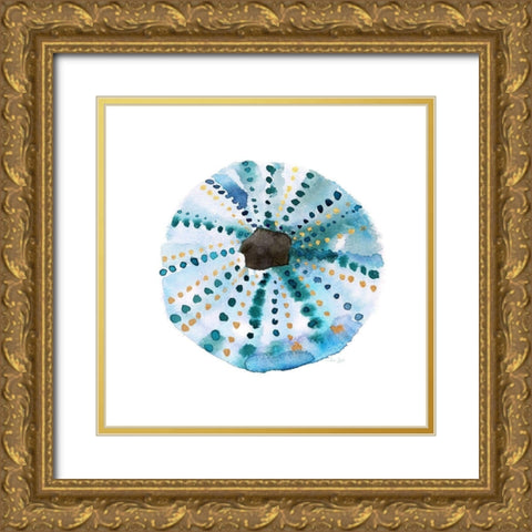 Sea Glass Seashell Gold Ornate Wood Framed Art Print with Double Matting by Jin, Jing