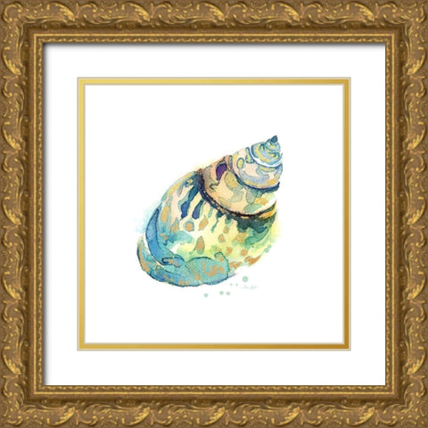 Sea Glass Shell Gold Ornate Wood Framed Art Print with Double Matting by Jin, Jing