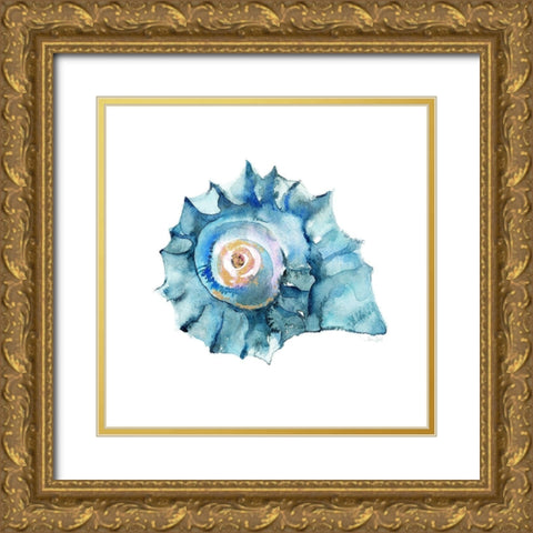 Sea Glass Startfish Gold Ornate Wood Framed Art Print with Double Matting by Jin, Jing