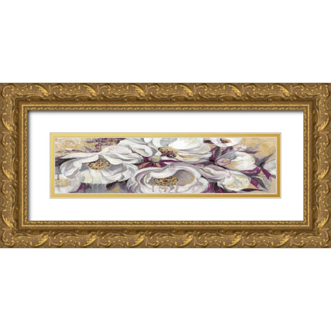 Floral Tapestry Gold Ornate Wood Framed Art Print with Double Matting by Jing, Jin