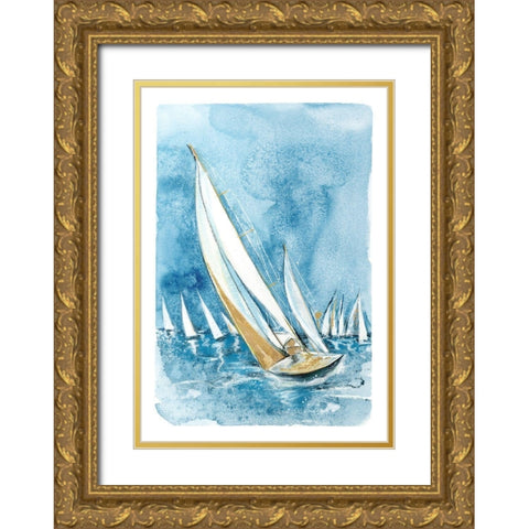 Wind Song Gold Ornate Wood Framed Art Print with Double Matting by Jing, Jin