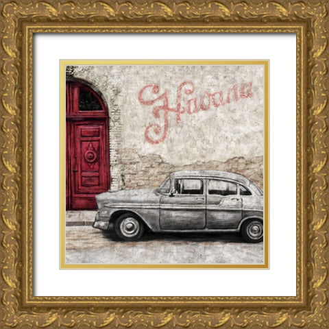 Streets of Havana 2 Gold Ornate Wood Framed Art Print with Double Matting by Zheng, James