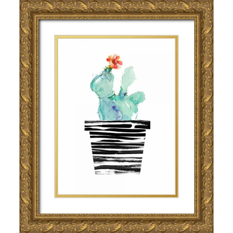 Petit Cactus Gold Ornate Wood Framed Art Print with Double Matting by London, Dakota