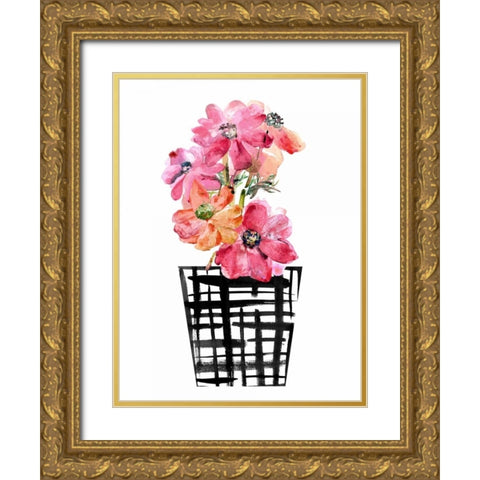 Black and White and Cute Gold Ornate Wood Framed Art Print with Double Matting by London, Dakota