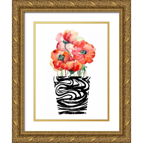 Black and White and Sweet Gold Ornate Wood Framed Art Print with Double Matting by London, Dakota